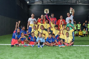 Kids enjoying after a match.